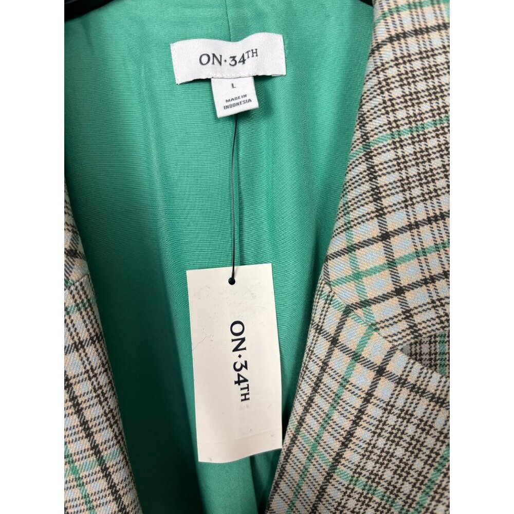 On 34th Women's Plaid Boyfriend Blazer Size Large Multicolor Single Button NWT's - Picture 5 of 8